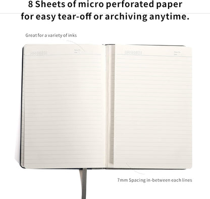 Deziliao Lined Journal Notebooks with Pen Loop, Hardcover Notebook Journal for Work, 100Gsm Premium Thick Paper with Inner Pocket, Medium 5.7"x8.4", （Black, Ruled）