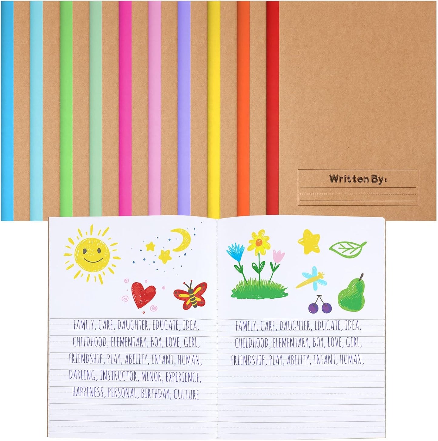 Henoyso 60 Pack Primary Composition Notebook, 9-3/4" x 7-1/2", Kids Primary Journal, K-2 Writing Notebook for Kids Student Draw Write Story Journal Half Blank Books(Macaron Color)