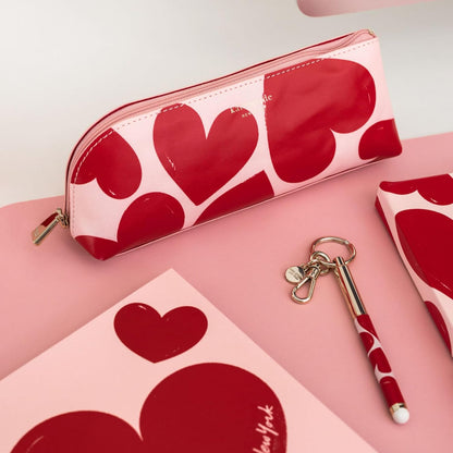 kate spade new york Pen and Pencil Case with Office Supplies, Zip Pouch Includes 2 Pencils, Sharpener, Eraser, and Ruler, Polka Dots (black/white)