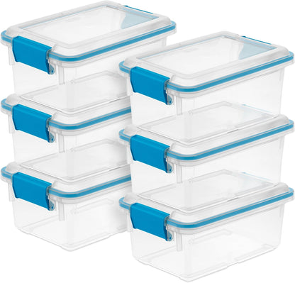 Sterilite 4-Pack Gasket Box, Weather-Resistant Storage Bins with Latching Lids, 32 Quart - Heavy-Duty Organizing Containers for Closet, Bathroom, and Office