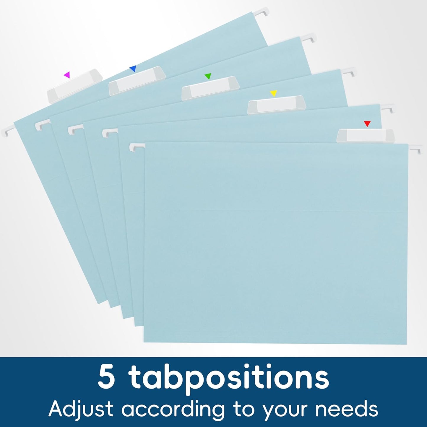 Blue Hanging File Folders,25 Pack Letter Size File Folders with 1/5-cut Tabs,Office Essentials for Filing Cabinet & Desk Storage