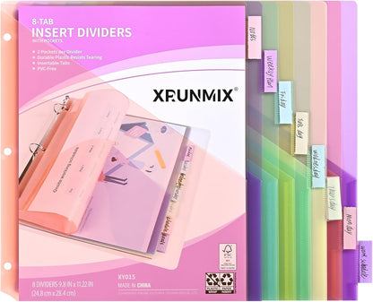 8-Tab Binder Dividers, Index Pockets for 3 Ring Binders, 8 Pastel Colors, US Letter Size (1)
