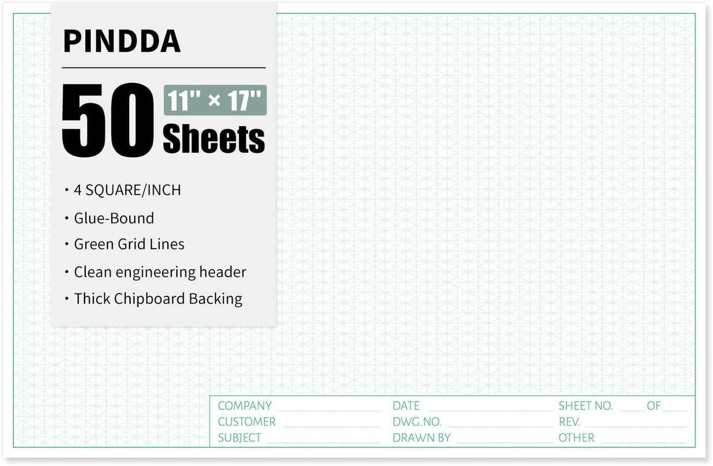 Graph Paper Notebook, 2 Pack, 8.5 x 11 Grid Paper, 4x4 Graph Ruled, 50 Sheets per Pad, Easy-Tear Perforations, 8.5 x 11 Cardboard Backing, for Math, Drafting, Drawing, Engineering