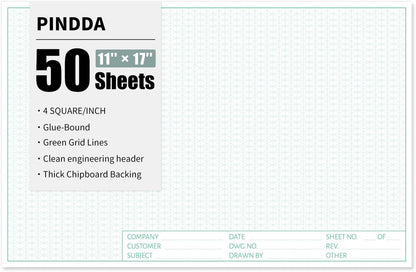 Graph Paper Notebook, 2 Pack, 8.5 x 11 Grid Paper, 4x4 Graph Ruled, 50 Sheets per Pad, Easy-Tear Perforations, 8.5 x 11 Cardboard Backing, for Math, Drafting, Drawing, Engineering