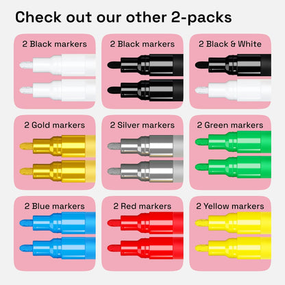 ARTISTRO 2 Gold Acrylic Paint Markers - 0.7mm Extra Fine-Tip Metallic Paint Pens - Perfect for Crafting, Art Projects, & More