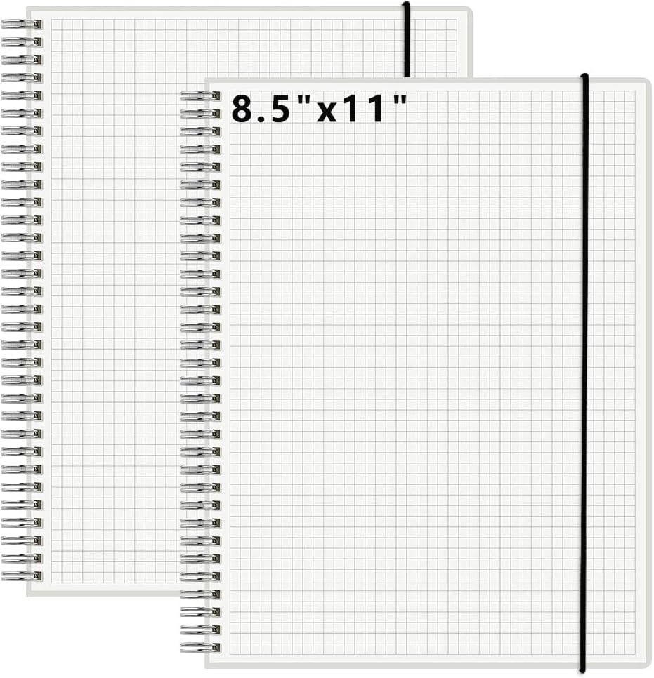 A5 Spiral Notebook 120gsm Graph Paper Notebook 160 Pages Per Hardcover Grid Notebooks 5.7 x 8.3 Inches (2 Pack)