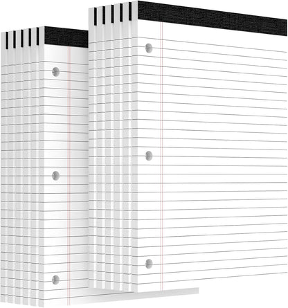 3 Hole Legal Pad 8.5 x 11, 3 Pack White Note Pads, Notebook Paper Wide Ruled, Writing Paper Pads, Notepads with Binder Holes, Lined Paper 8.5x11, Ideal for School, Home, Office, 30 Sheets/Pack