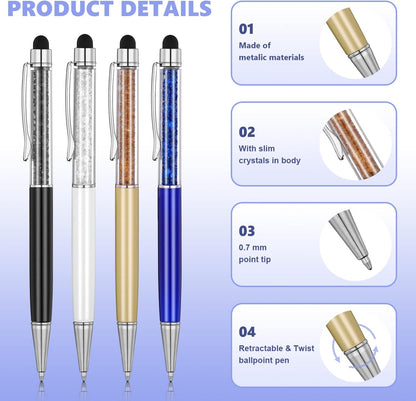 MengRan 2.75'' Mini D1 Ballpoint Ink Pen Refills for Twist Pens, Compatible with Swarovski Pen Refills (Blue Ink,Pack of 10)