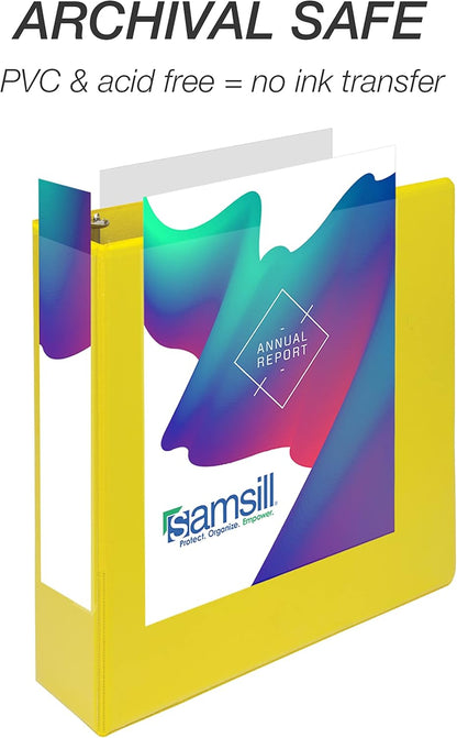 Samsill Durable 4 inch 3 Ring Binder, D Ring Binder, 100% Recycled Chipboard, Black, 2 Pack