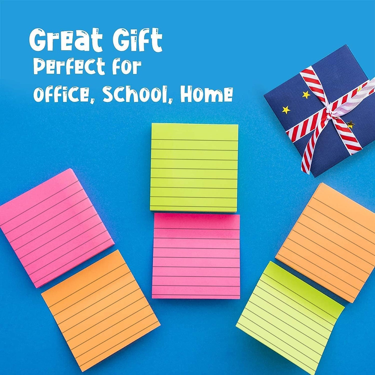 (24 Pads) Sticky Notes 3x3 in 100 Sheets/Pad, Self-Sticky Note Pads, 6 Bright Colors Super Sticky Pads - Easy to Post for School, Office Supplies, Desk Accessories