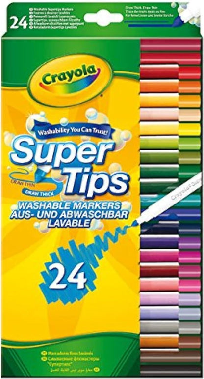 CRAYOLA SuperTips Washable Felt Tip Colouring Pens (Pack of 24)