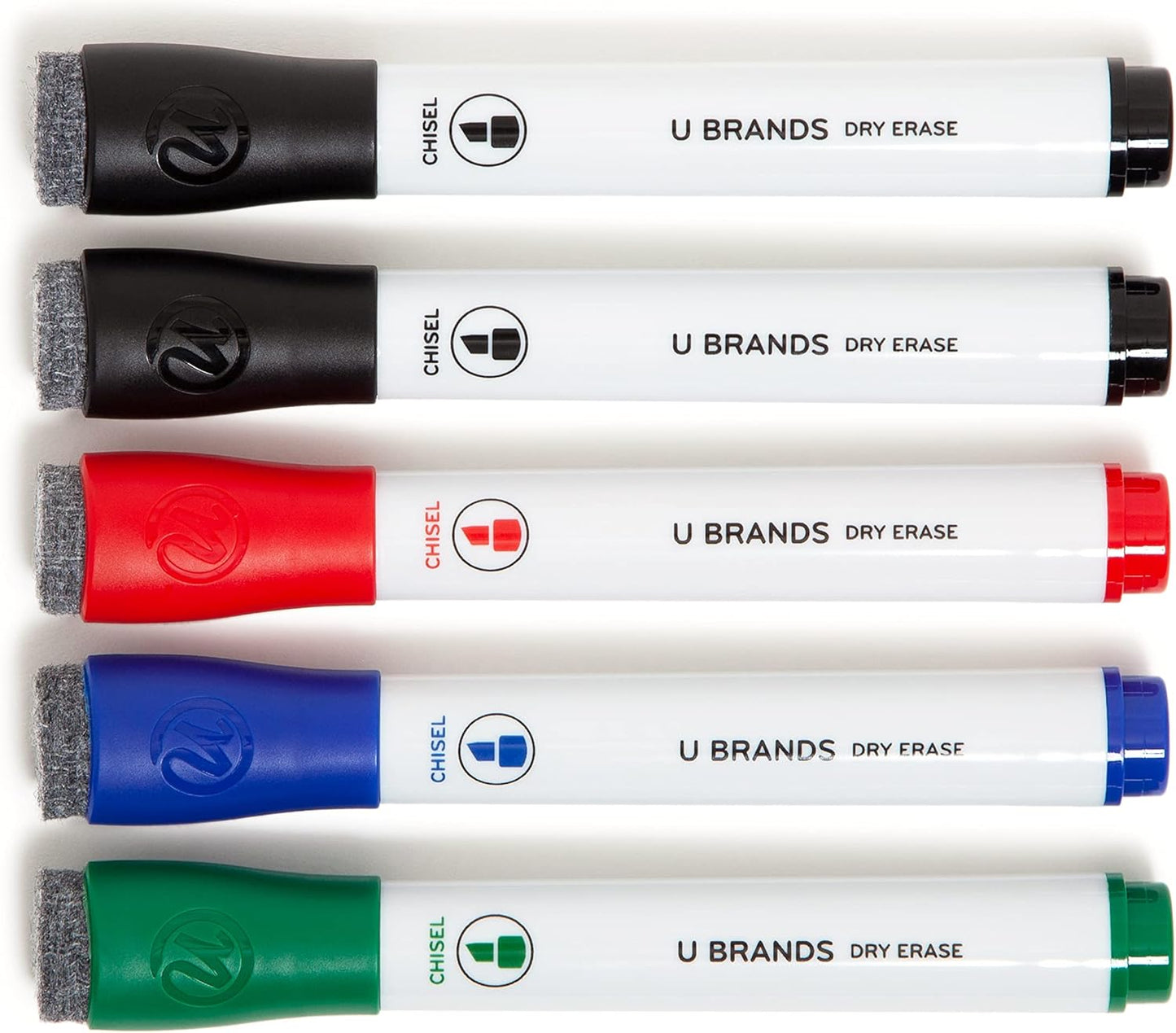 U Brands Dry Erase Markers, Fine Tip Whiteboard Markers, Chisel Tip, Low Odor, Black Dry Erase Marker Set with Eraser Caps, Office School Classroom Supplies, 12 Count