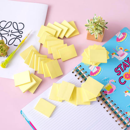 (50 Pads) Sticky Notes 1.5x2, Sticky Pads, Recyclable, Self-Stick Pads, Easy to Post for Home, Office, Notebook (Yellow)
