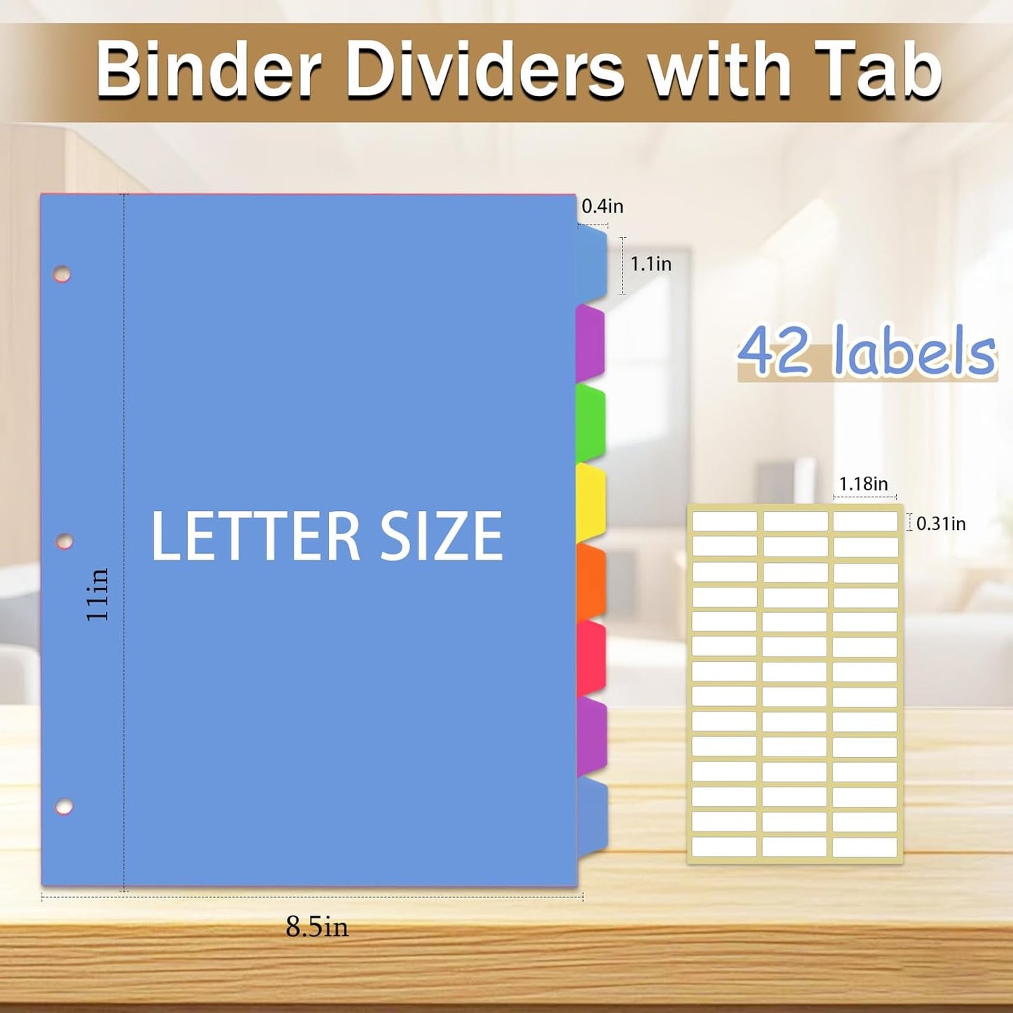 Cute 5 Tab Binder Dividers with Tabs, Write&Erase Plastic Dividers for 3 Ring Binder, Multicolor, Ring Binder Dividers with Tabs for School Office,6 Sets(30pcs)
