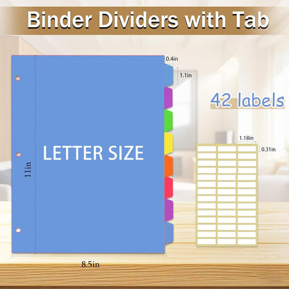 Cute 5 Tab Binder Dividers with Tabs, Write&Erase Plastic Dividers for 3 Ring Binder, Multicolor, Ring Binder Dividers with Tabs for School Office,6 Sets(30pcs)