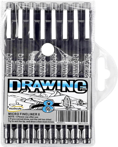 Muchcute Extra Fine Point Writing Pens:6 Black 0.25mm Ultra Thin Micron Pen 01 No Bleed Bible Journaling Study Supplies Annotation Smooth Waterproof Micro Line Tip Fineliner Gel Felt Ink Markers Stuff
