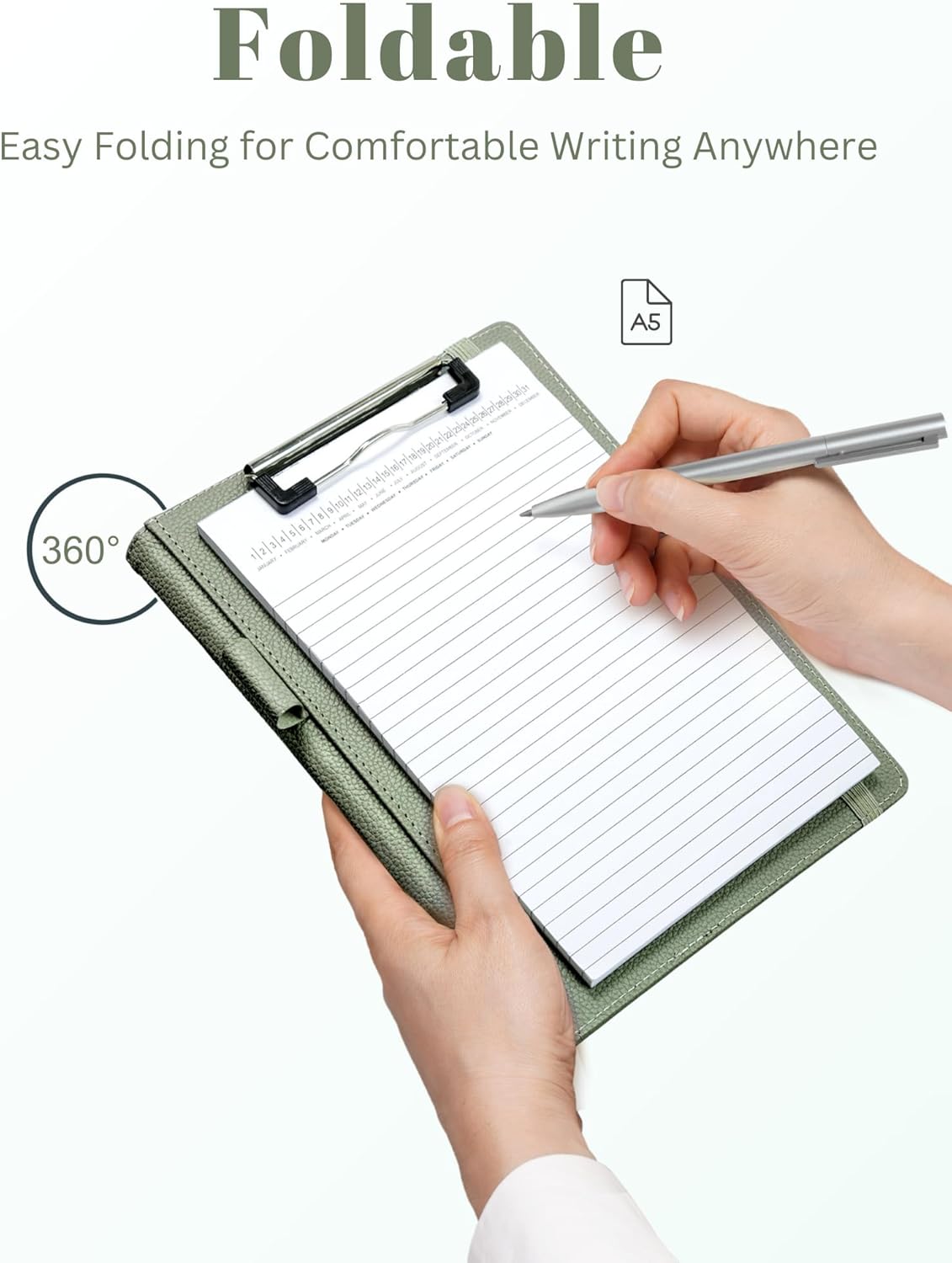 Small Clipboard Junior Padfolio Folio 7 x 9 Writing Pad Refillable, Mymazn Faux Leather Folder A5 for Notepad 5 x 8 Junior Size Portfolio (Black)