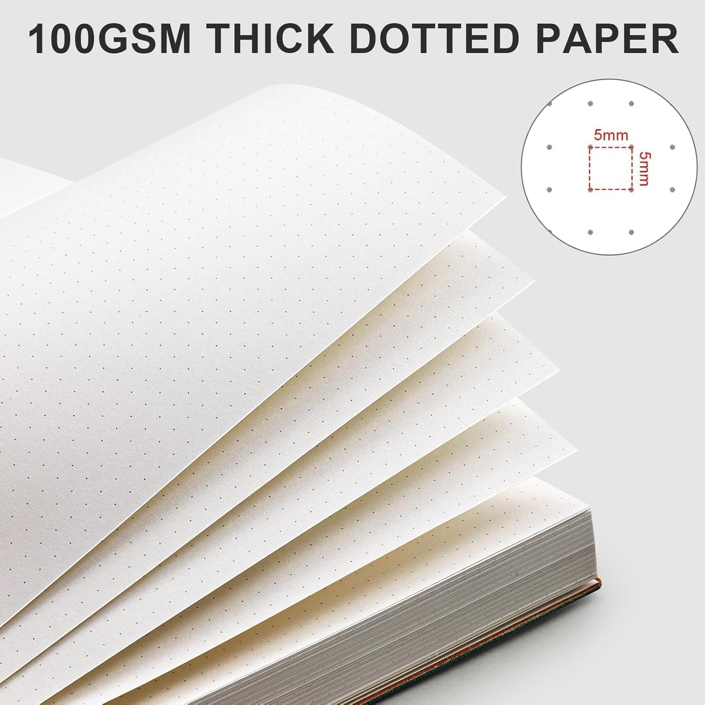 AHGXG Graph Paper Notebook - Grid Paper Notebook Large A4 8.5''×11'', 320 Pages Thick Journal, 100gsm Thick Graph Paper, Leather Softcover, Inner Pocket - Black