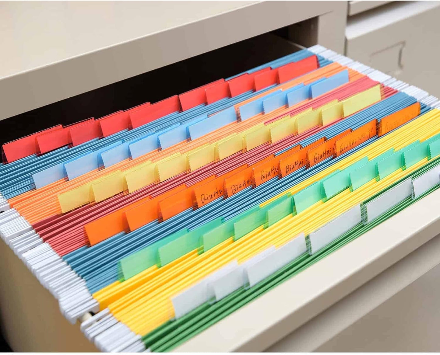 File Folder Tabs, Paxcoo 50 Sets Hanging File Folder Tabs and Inserts, Plastic Tabs for Hanging Folders, Multicolor