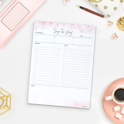 Daily Planner Notepad 2pk, 50 Sheets Tear Off, 8.5" x 11" To Do List Notebook with Hourly Schedule Task Planner