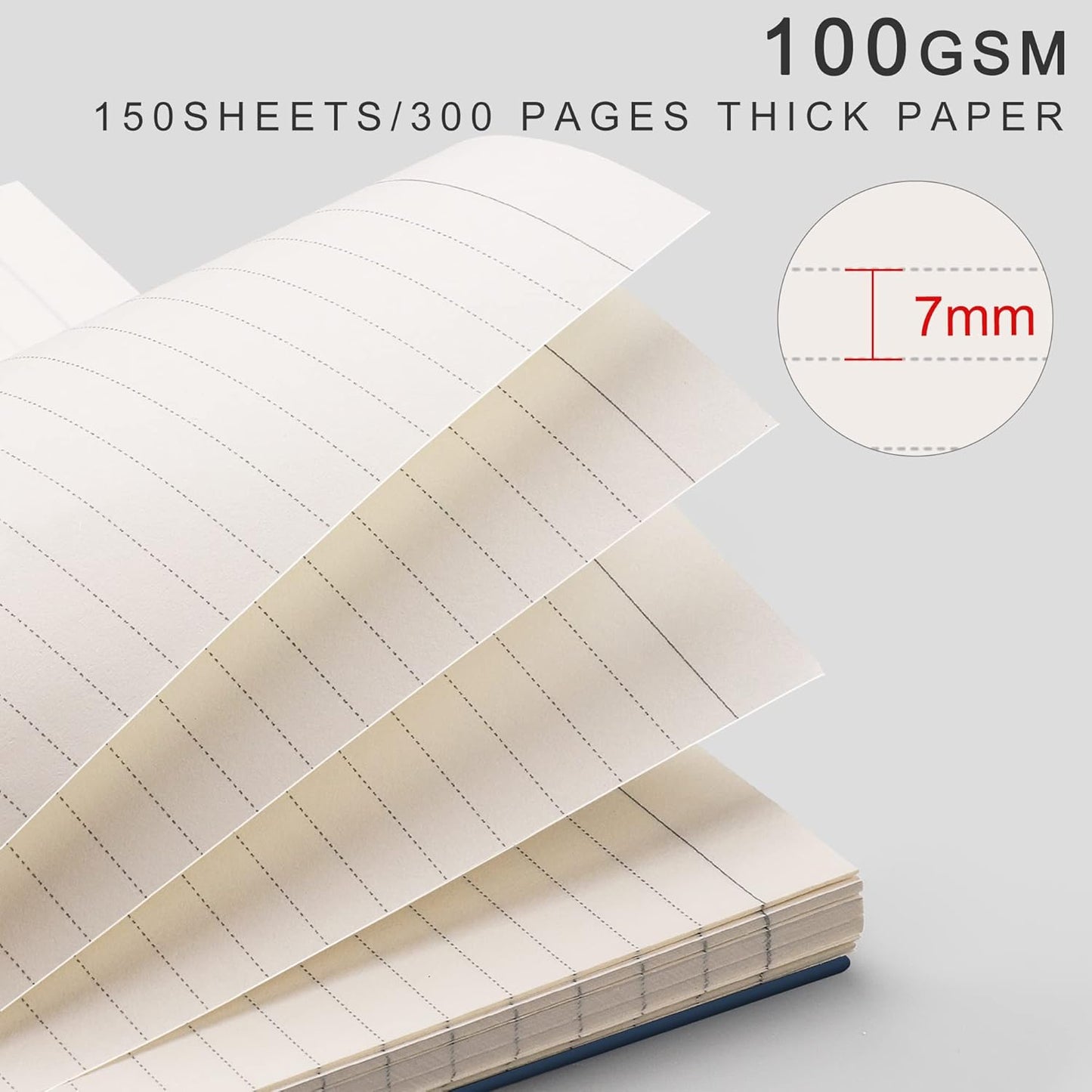 EMSHOI A5 Spiral Notebook College Ruled Lined Journal, Small 5.7" X 8.22", 300 Pages/150 Sheets, 100gsm Thick Paper, Waterproof Hardcover, for Office School Women Men Work Writing Notes, Blue