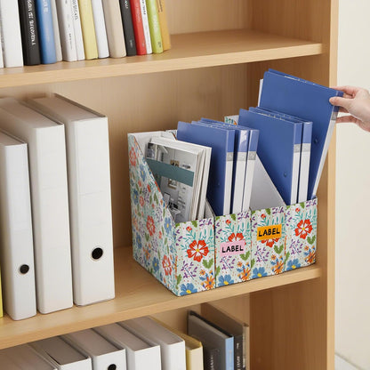 WRINGKIT 20 Pack Cardboard Magazine File Holder, Foldable Magazine Organizer Box, Large Vertical Magazines Storage Bin with Blank Label Sticker for School Office Shelves, File Folders for Documents