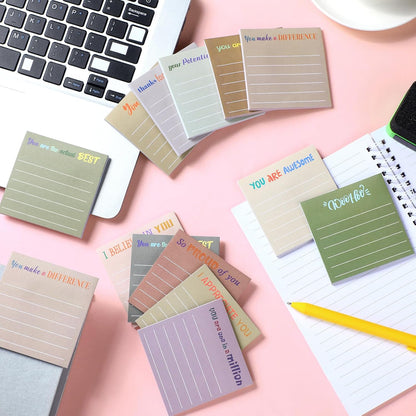 Yinder 48 Pcs Inspirational Sticky Notes Cute Motivational Sticky Notes Pad End of Year Employee Appreciation Gifts Bulk for Teacher Nurse Coworkers Office Supplies 3 x 3'' (Thank You,Dark Color)