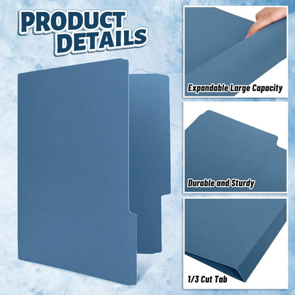 Whaline 24 Pack Dusty Blue File Folders Letter Size Gradient Blue File Pockets with 1/3 Cut Tab 8.9 x 11.6 Inch 4 Colors Documents Folders for Home Office Classroom Supplies