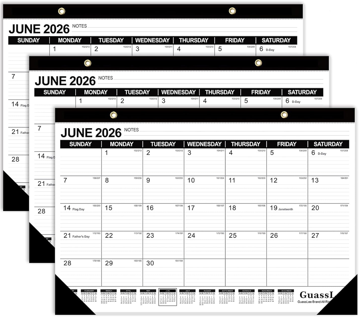 GuassLee Desk Calendar 2026-2027 - 19 Months Academic Calendar 17" × 11.5" Desktop Calendar from Jun. 2026 to Dec. 2027 with Julian Date for Home School Office Desk Top Organizing
