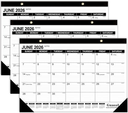 GuassLee Desk Calendar 2026-2027 - 19 Months Academic Calendar 17" × 11.5" Desktop Calendar from Jun. 2026 to Dec. 2027 with Julian Date for Home School Office Desk Top Organizing
