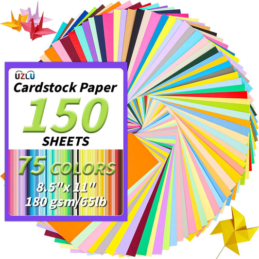 75 Colors Colored Cardstock Paper Bulk 300 sheets 8.5 x 11", Assorted Construction Paper,180 GSM Card Stock Printer Paper for Scrapbooking, Certificates, Invitations, Card Making, DIY Crafts