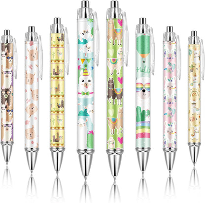 Ireer 8 Pcs Ballpoint Pens for Women 1.00 mm Cute Black Ink Pens Fine Point Smooth Writing for Journaling Aesthetic Office Supplies (Mahjong)