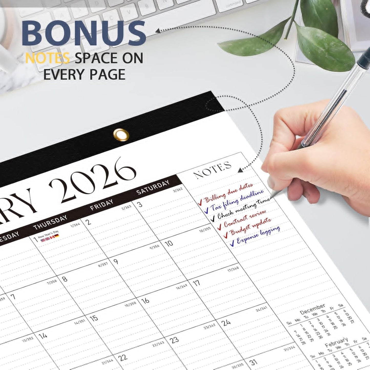 2026 Desk Calendar, Large Desktop/Wall Monthly Calendar (Jan. 2026 - Jun. 2027) 17'' x 12'' School Year Desk Planner for Teacher Family School Office Supplies