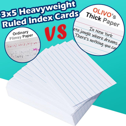 Blank Index Cards 3x5 Unlined Unruled Flash Note Cards 3" x 5", White, 100 Count, 200 GSM Heavy Weight