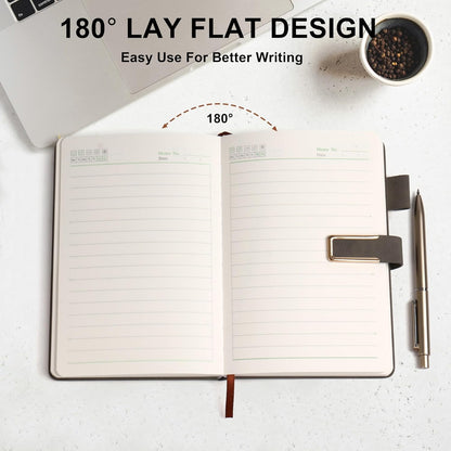 Hardcover Lined Notebook Journal for Women & Men,256 Pages 5.7 x 8.3 inches,A5 Ruled Notebooks Magnetic Closure Leather Journal,Daily for Work,Meeting,Travel,Writing,School and Note Taking (Gray)