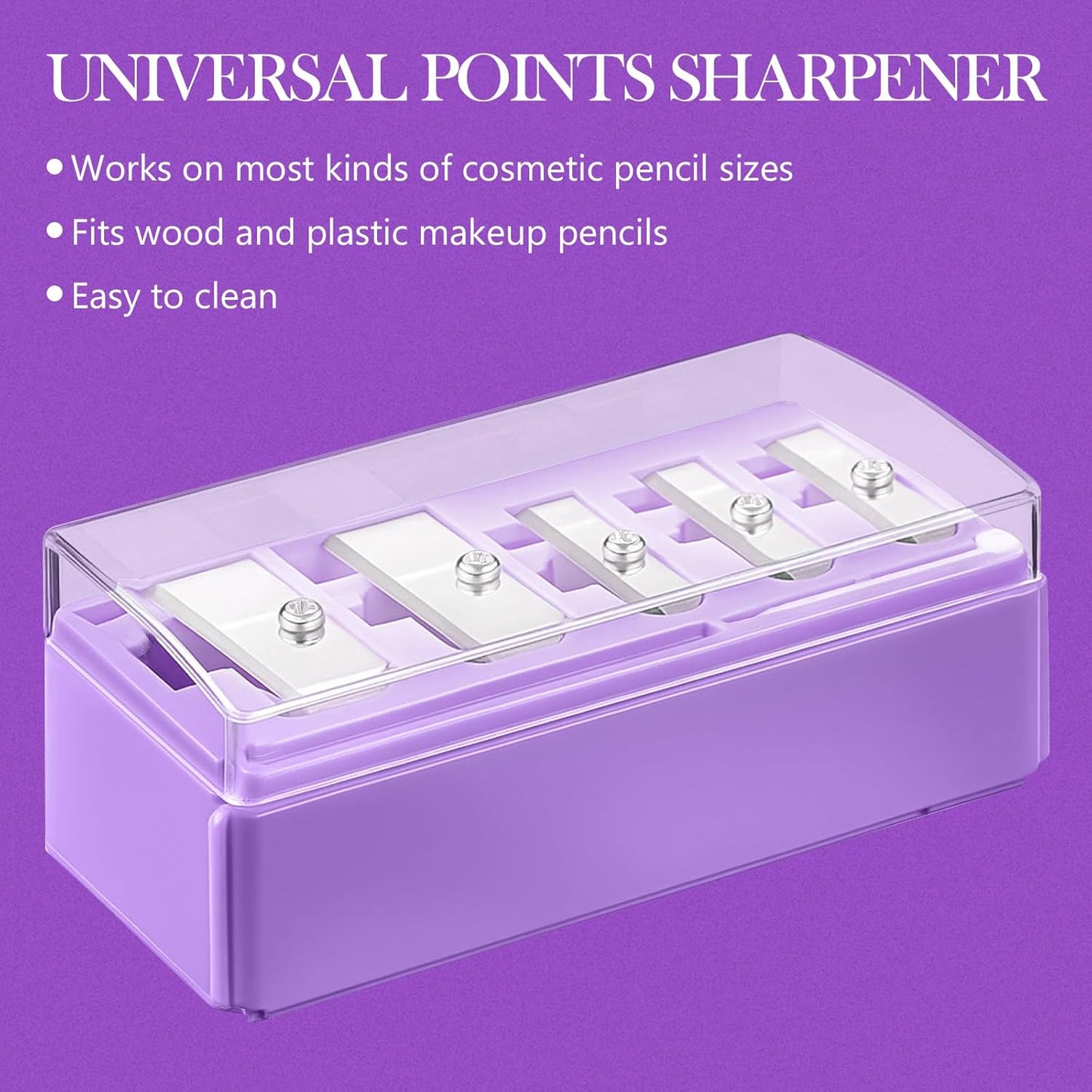 Honoson 2 Pcs 5 Hole Cosmetic Long Point Manual Pencil Sharpener with Plastic Lid Makeup Eyeliner Pencil Sharpener(Black)