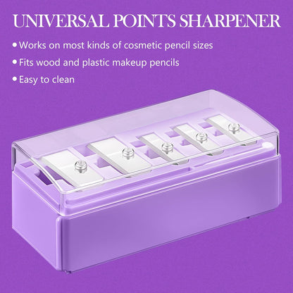 Honoson 2 Pcs 5 Hole Cosmetic Long Point Manual Pencil Sharpener with Plastic Lid Makeup Eyeliner Pencil Sharpener(Black)