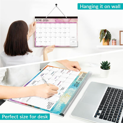 Forvencer Desk Calendar 2026-2027, 21 Months Calendar Runs from April 2026 to December 2027, 17" x 12" Large 2026 Wall Calendar Monthly Planner with Plastic Cover for Home School Office