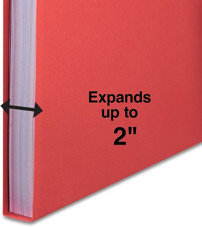 Staples Reinforced Classification Folders, Letter Size, 2" Expansion, Red, Heavy‑Duty Construction – 100/Carton