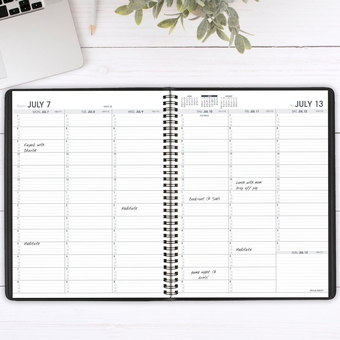 AT-A-GLANCE Planner 2026-2027 Weekly Academic 14-Month July-August, Quarter-Hourly Appointment Book, 8-1/4" x 11", Black (7095705)