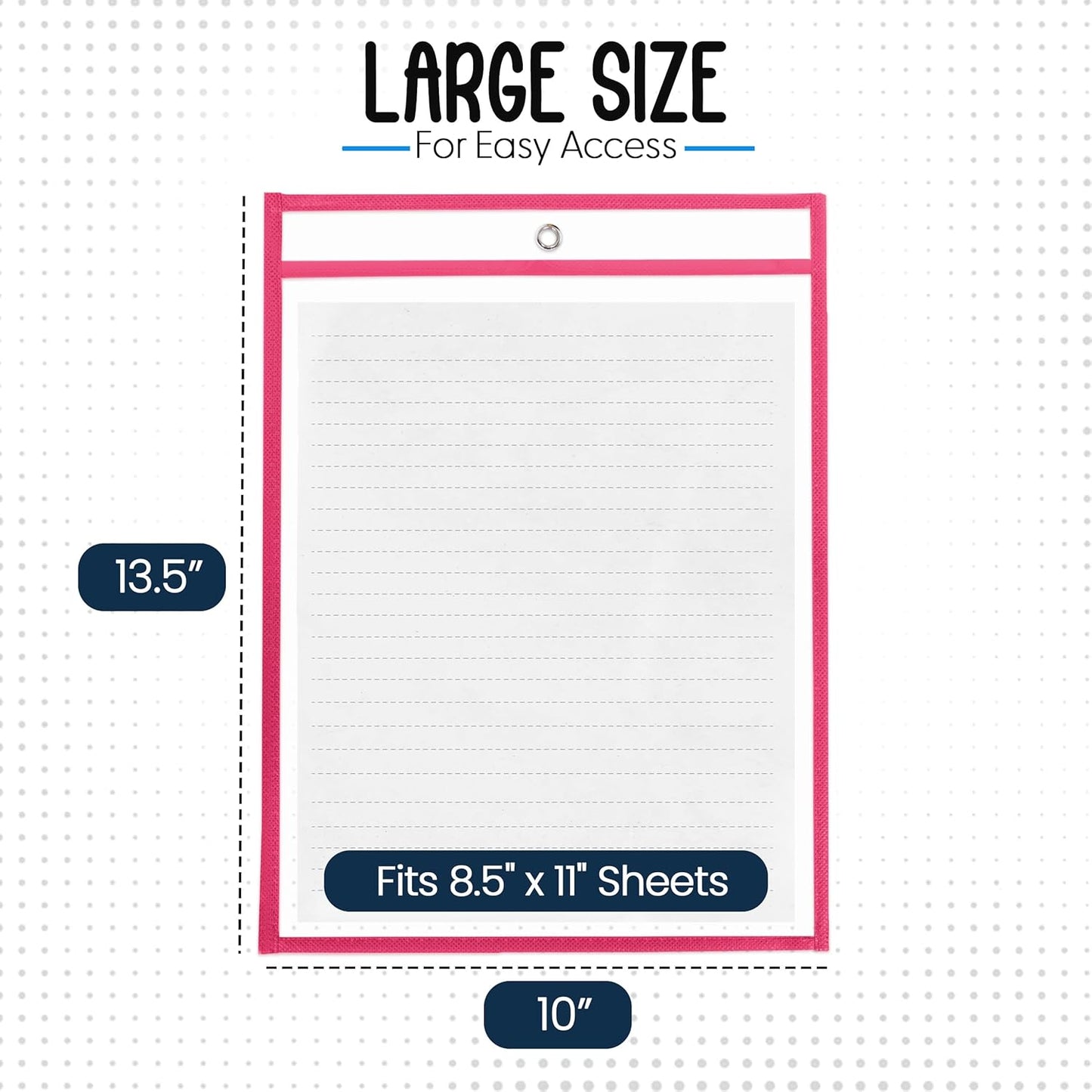 Essex Wares - 6 Pack, Assorted, Dry Erase Pocket Document Protectors, 10" Wide x 13.5" Tall- Dry Erase Clear Plastic Sleeves - Reusable & Easy Erase Plastic Invoice Holders, Water-Resistant & Durable