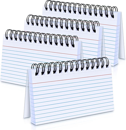 Tecmisse 200 PCS Index Cards, 3x5 Inches Spiral Bound Index Cards, Ruled Flashcards, White Notecards for Taking to Do List, School and Office Use (White)