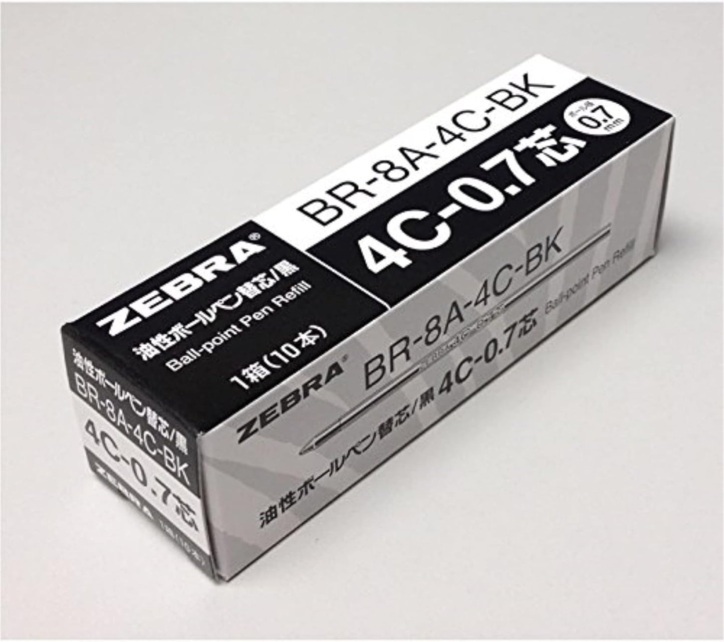 10pcs Zebra 4C-0.7 0.7mm Refill (Box Set) - Black Ink