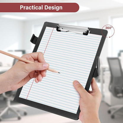 Professional Padfolio, Multi Function Faux Leather Portfolio Binder with Clipboard - Interview Resume Folder, Legal Document, Business Card Holder, for Office, Conference, Interviews (Black)