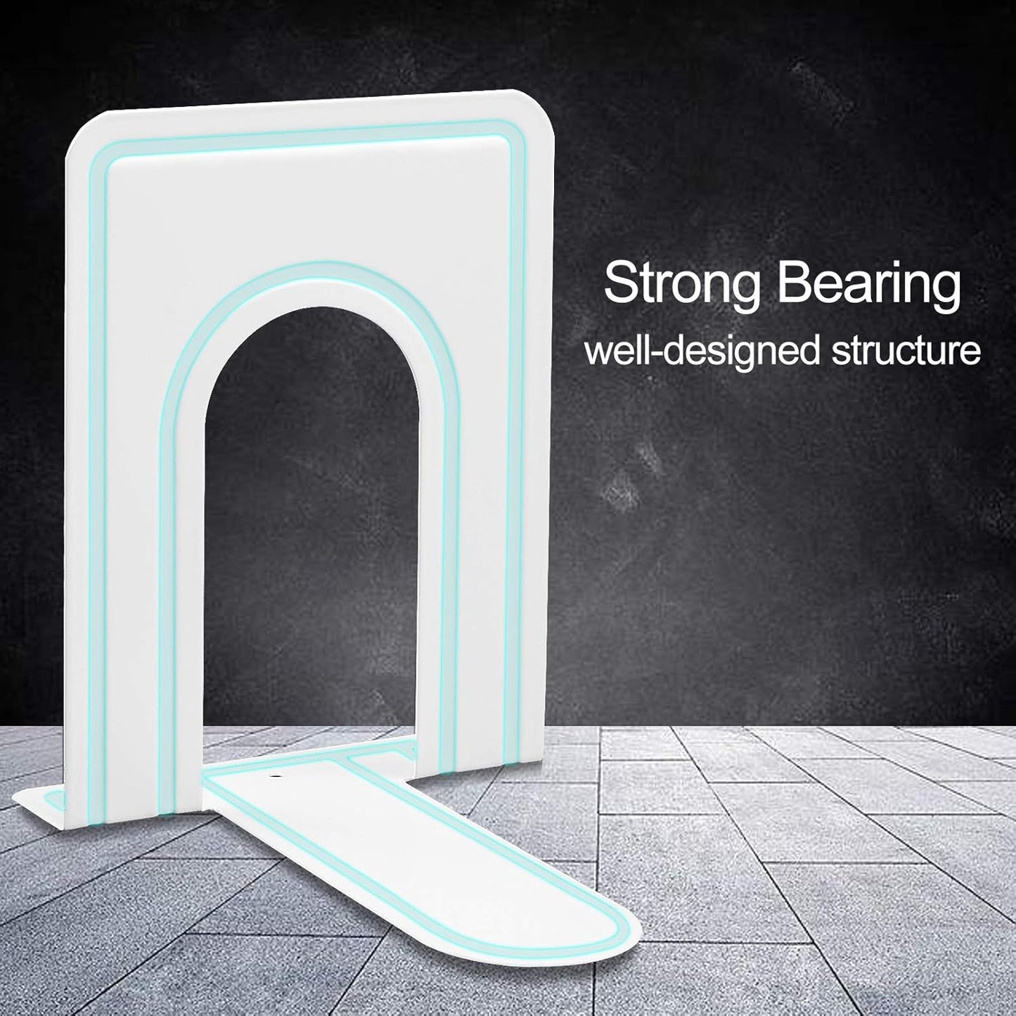 HappyHapi Book Ends, Non-Skid Metal Bookend Supports for Shelves, Heavy Duty Book End, Office Book Stopper, 6 x 5 x 6 Inches, 14 Pieces / 7 Pairs (Black)