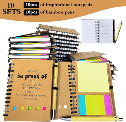 2026 Inspirational Spiral Notebook 10 Sets Portable Employee Appreciation Gifts Bulk Journals with Sticky Note Pen for Teachers Students Friends Colleagues Volunteer Nurse and Family Thank You Gifts