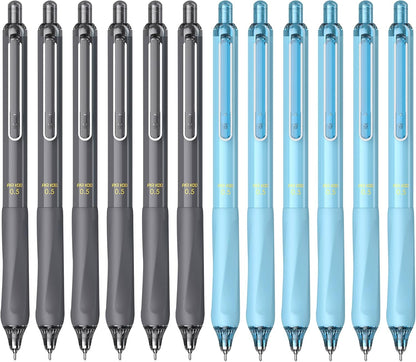 ParKoo Gel Pens Quick Dry Ink Fine Point 0.5mm, Retractable Rolling Ball 6 Black/6 Blue Ink Pen, Click Silent Pens Set for Journaling Notetaking Drawing Sketching Smooth Writing Non Bleed 12pcs