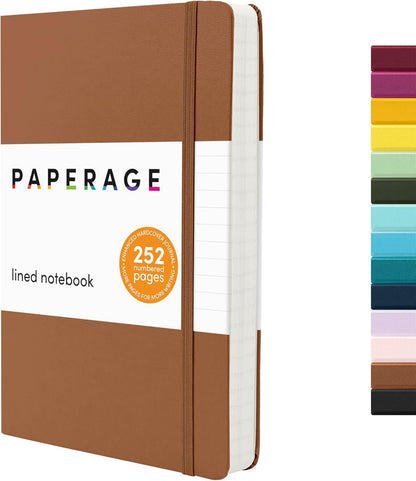 PAPERAGE Lined Journal Notebook, (Black), 160 Pages, Medium 5.6 in x 8 in - 100 GSM Thick Paper – Hardcover Journaling Notebook for Work, School & Note Taking