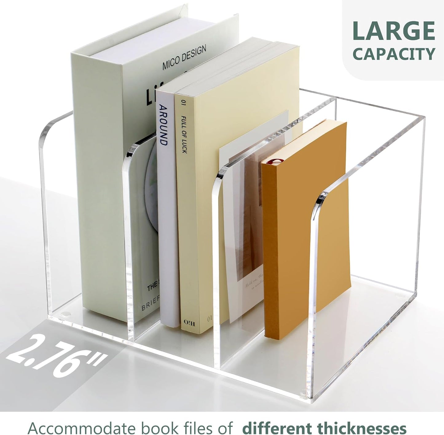 SANRUI 2-Pack Acrylic Magazine File Holder Desk Organizer Magazine Rack, Clear, Vertical File Sorter Holders, 9.45" D x 3.54" W x 10.24" H