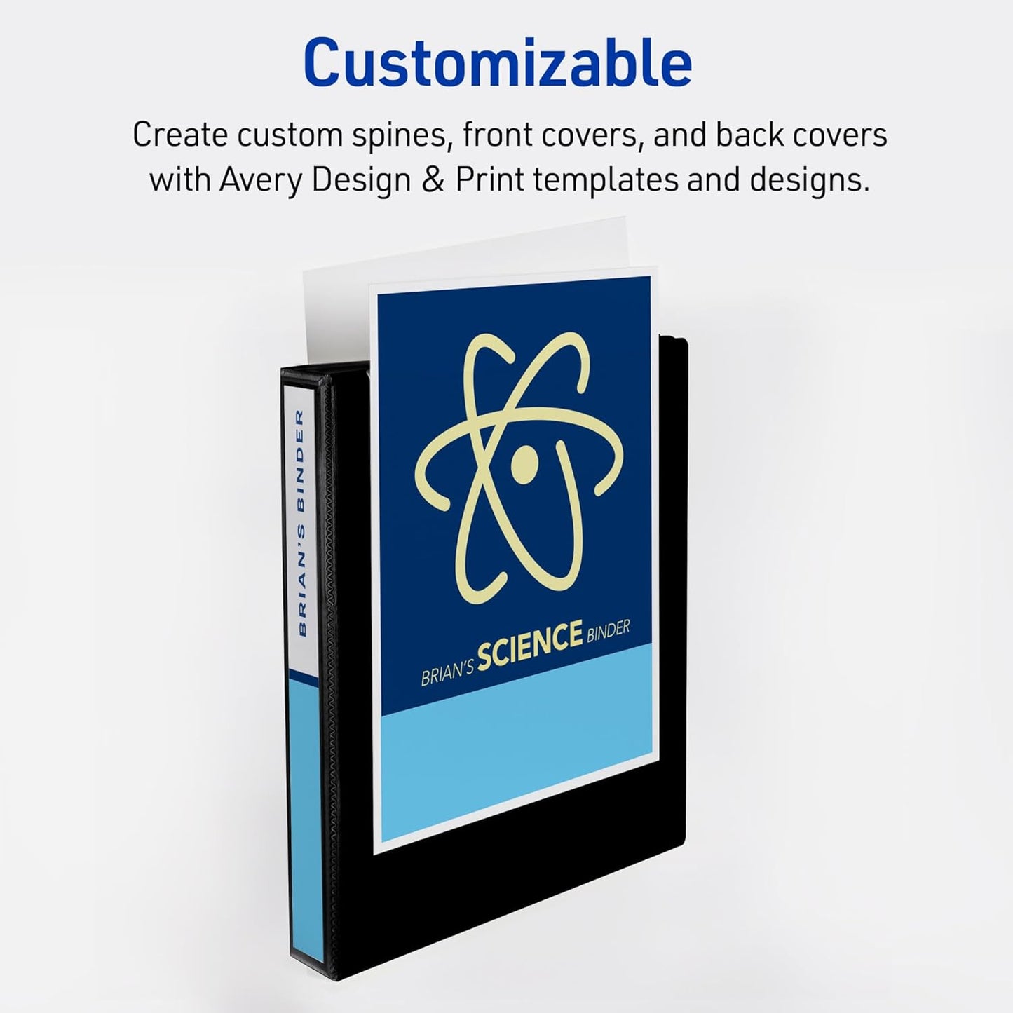 Avery Heavy-Duty View 3 Ring Binder, 1" One Touch Slant Rings, Holds 8.5" x 11" Paper, 1 Black Binder (05300)